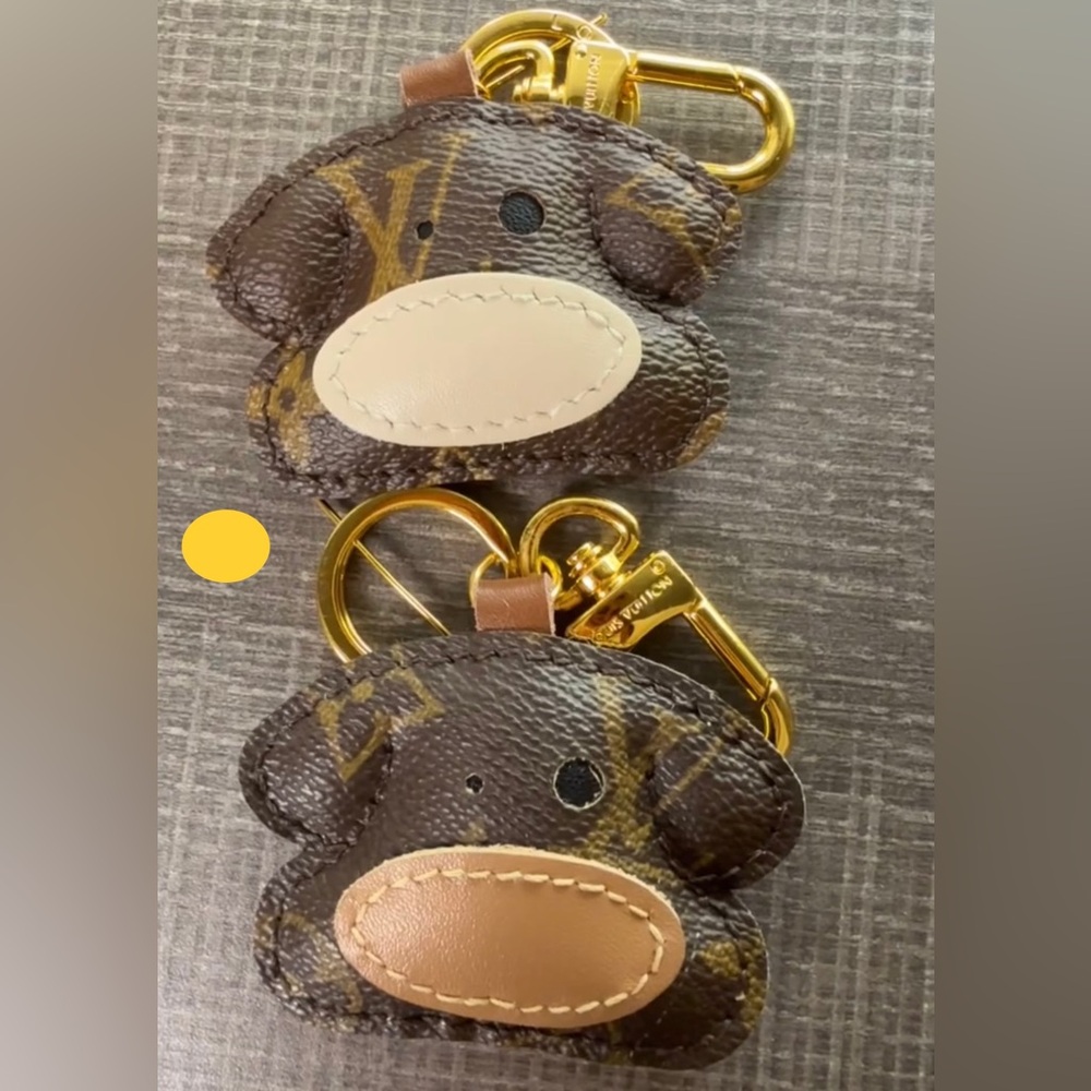 Upcycled Brown and Black piggy Keychain